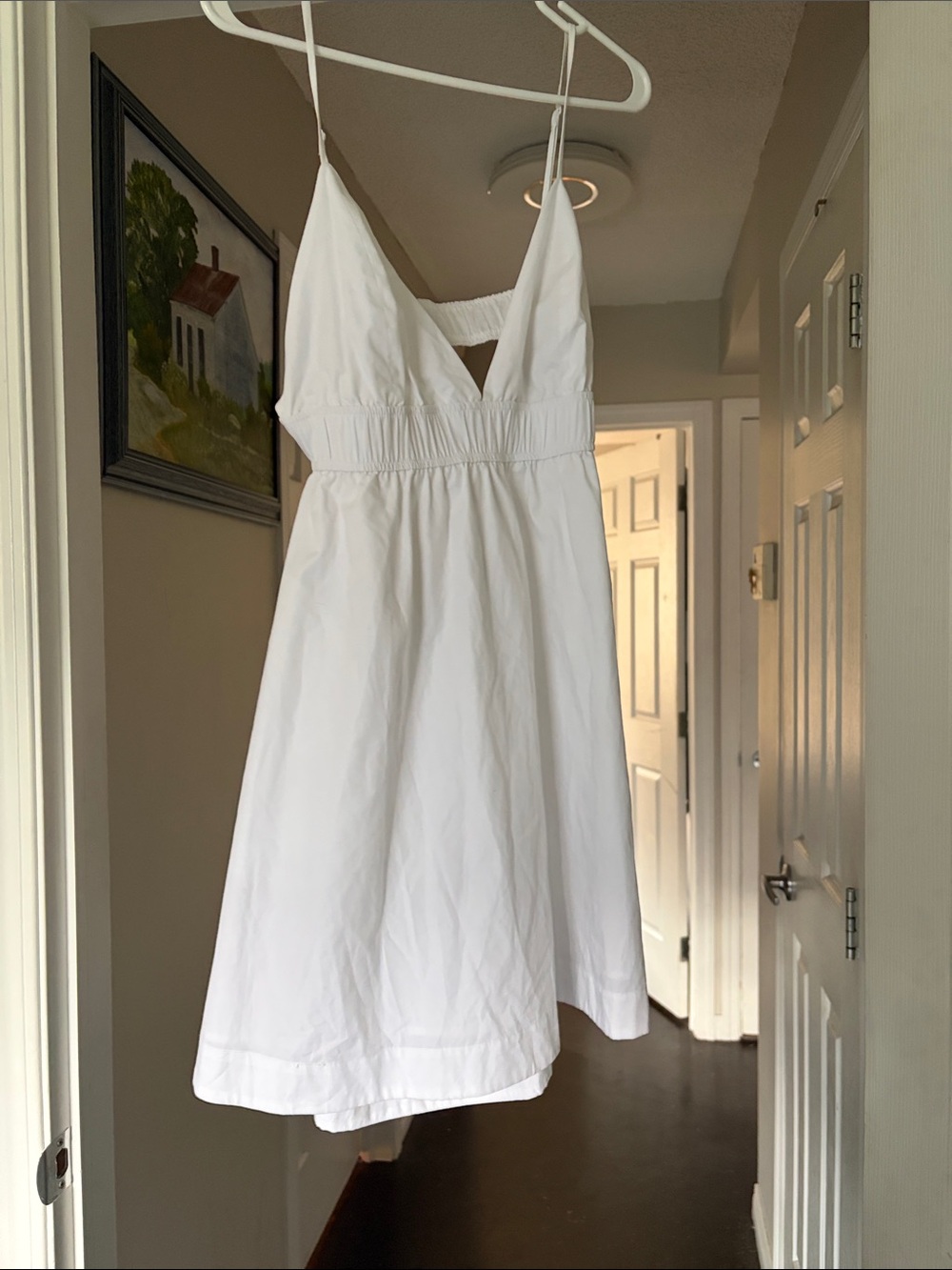 Babaton White V-Neck Mini Dress